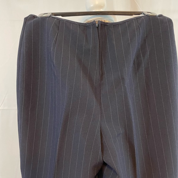 Vintage 90s pin stripe 2 pc suit set jacket & pants size 7 navy white pinstripes - Picture 11 of 16